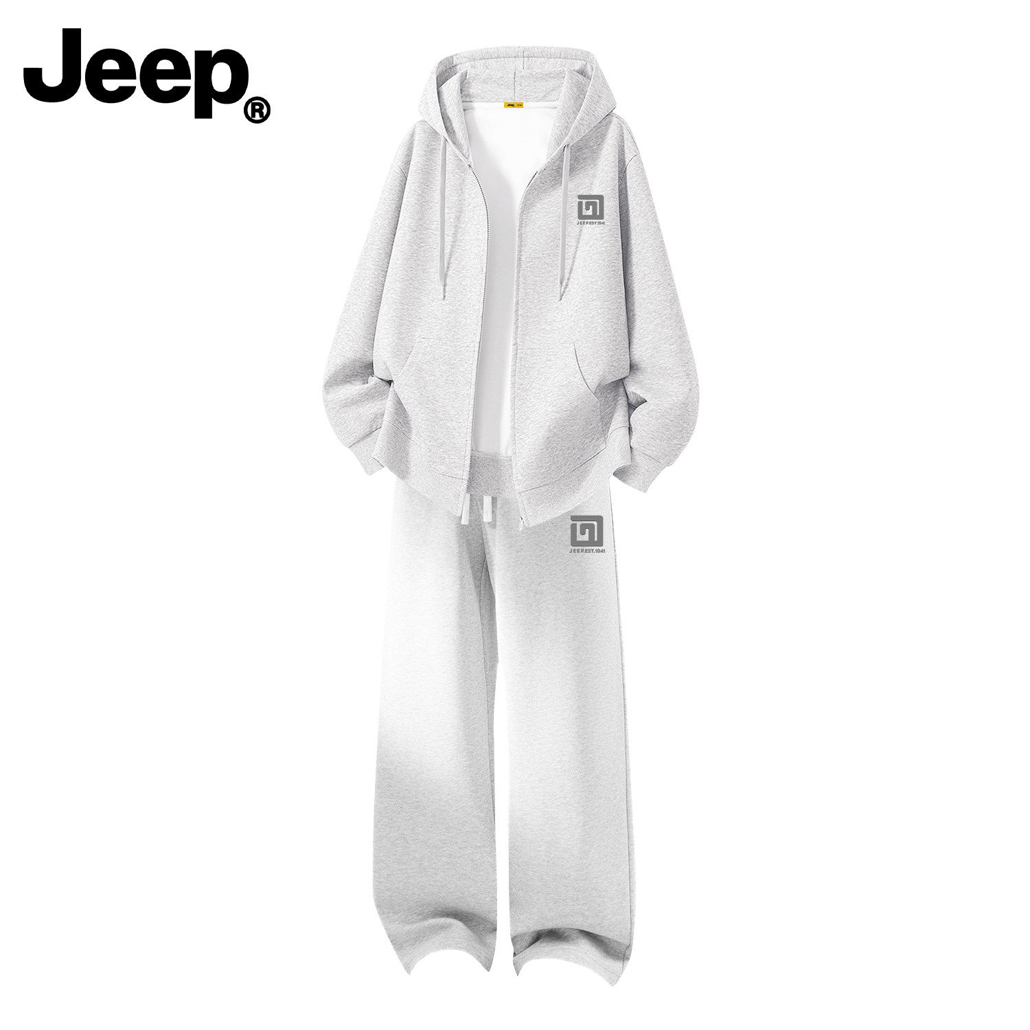 Jeep吉普拉链开衫连帽卫衣套装