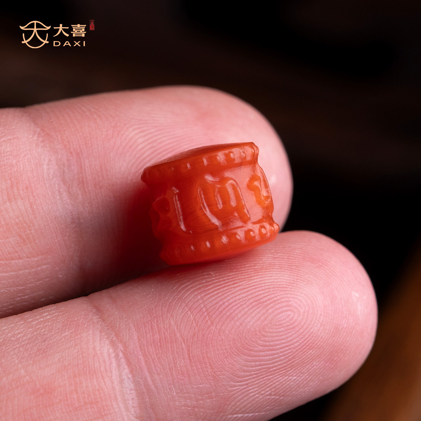 天然南红单珠六字箴言玛瑙桶珠