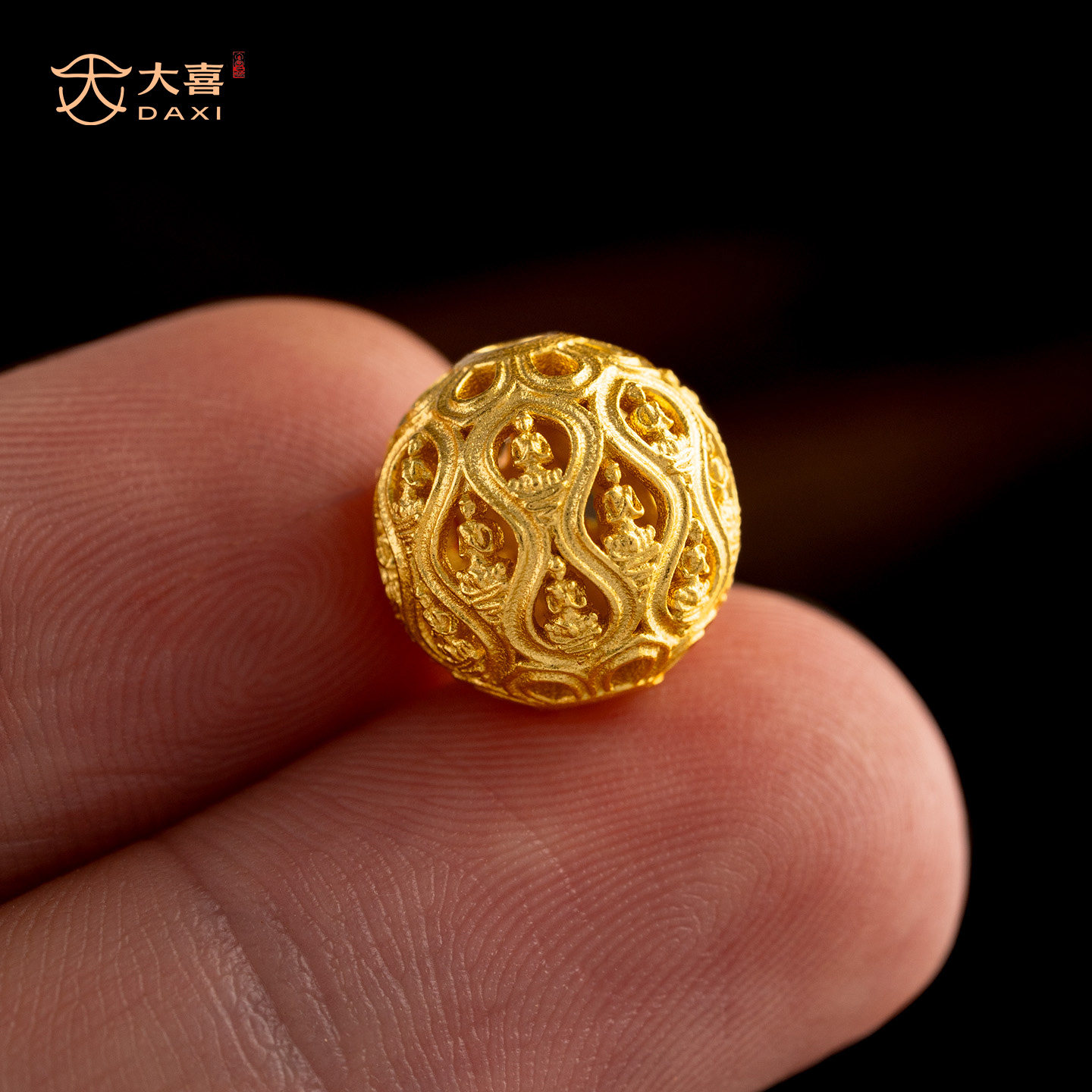 古法24k工艺黄金色镂空万佛圆珠隔珠手链diy配饰保色文玩手串配饰
