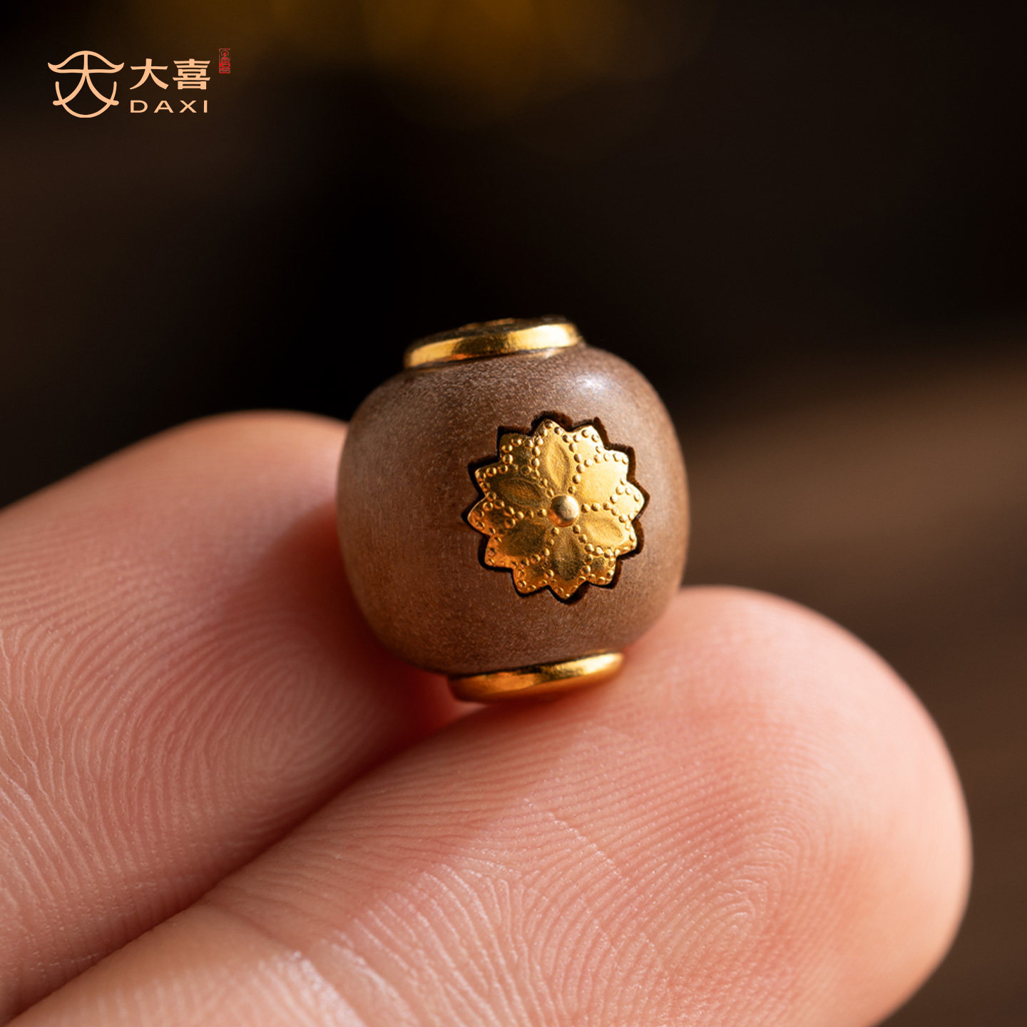 S925银镀金六瓣莲花桶珠
