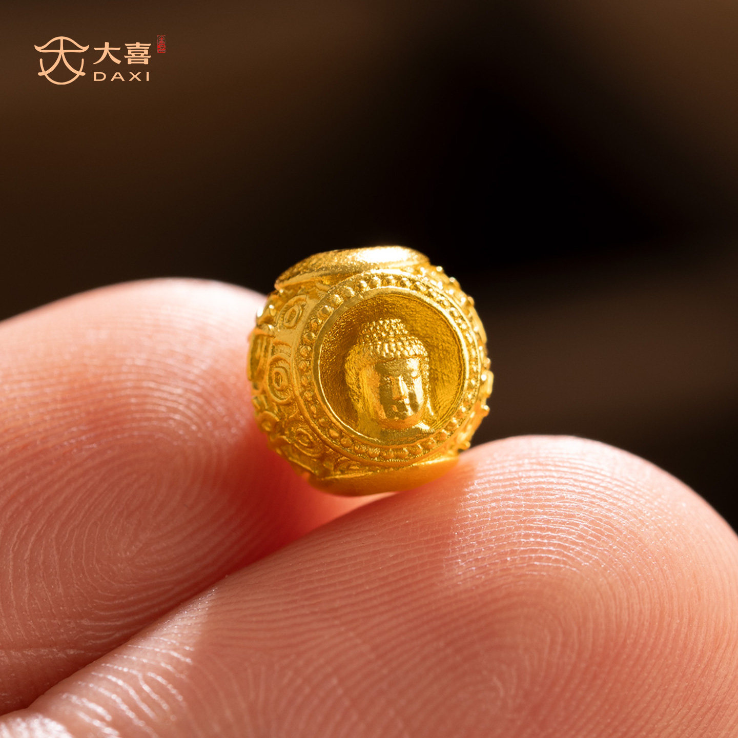 原创平安佛头串珠配件24k镀金