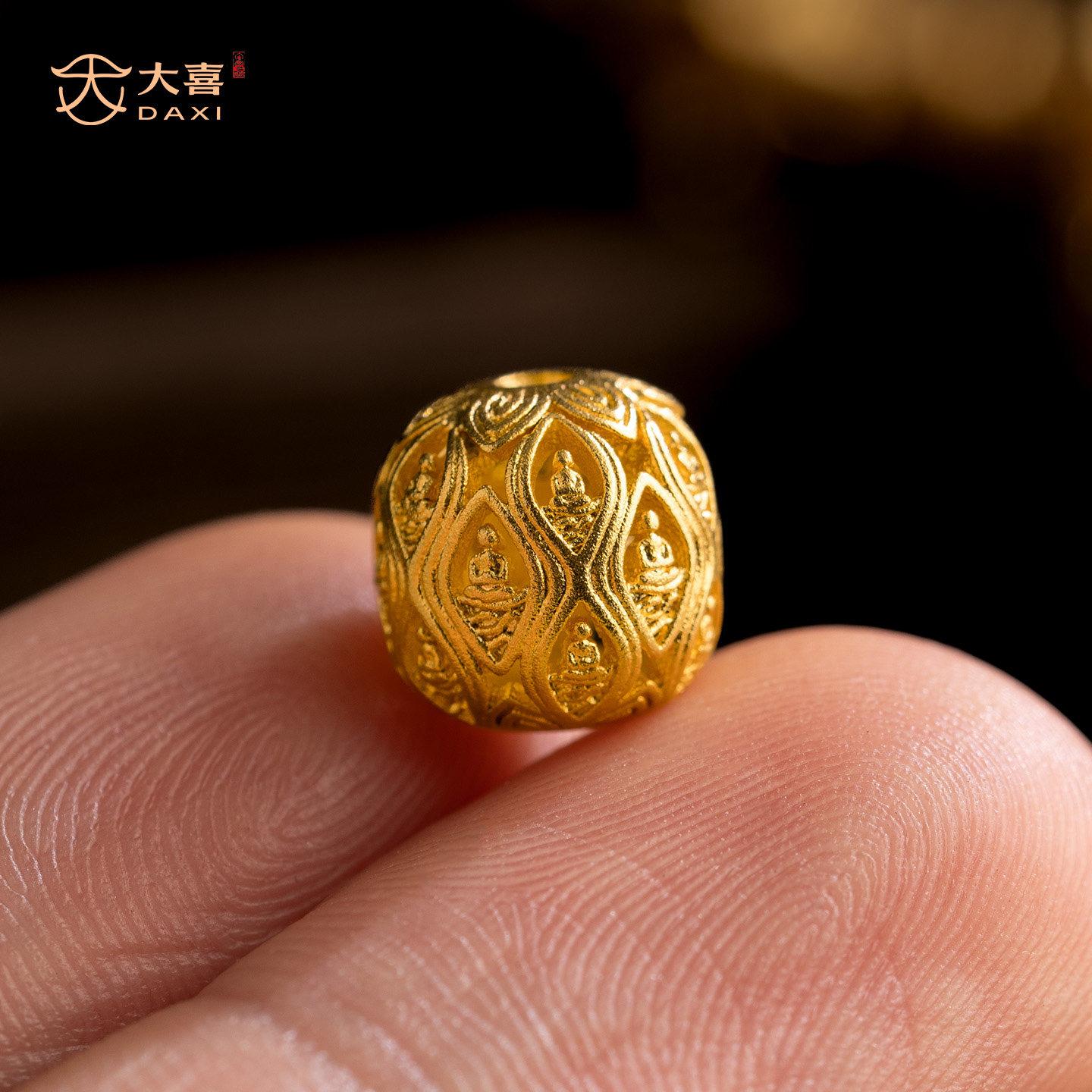 黄金色万佛镂空桶珠隔珠