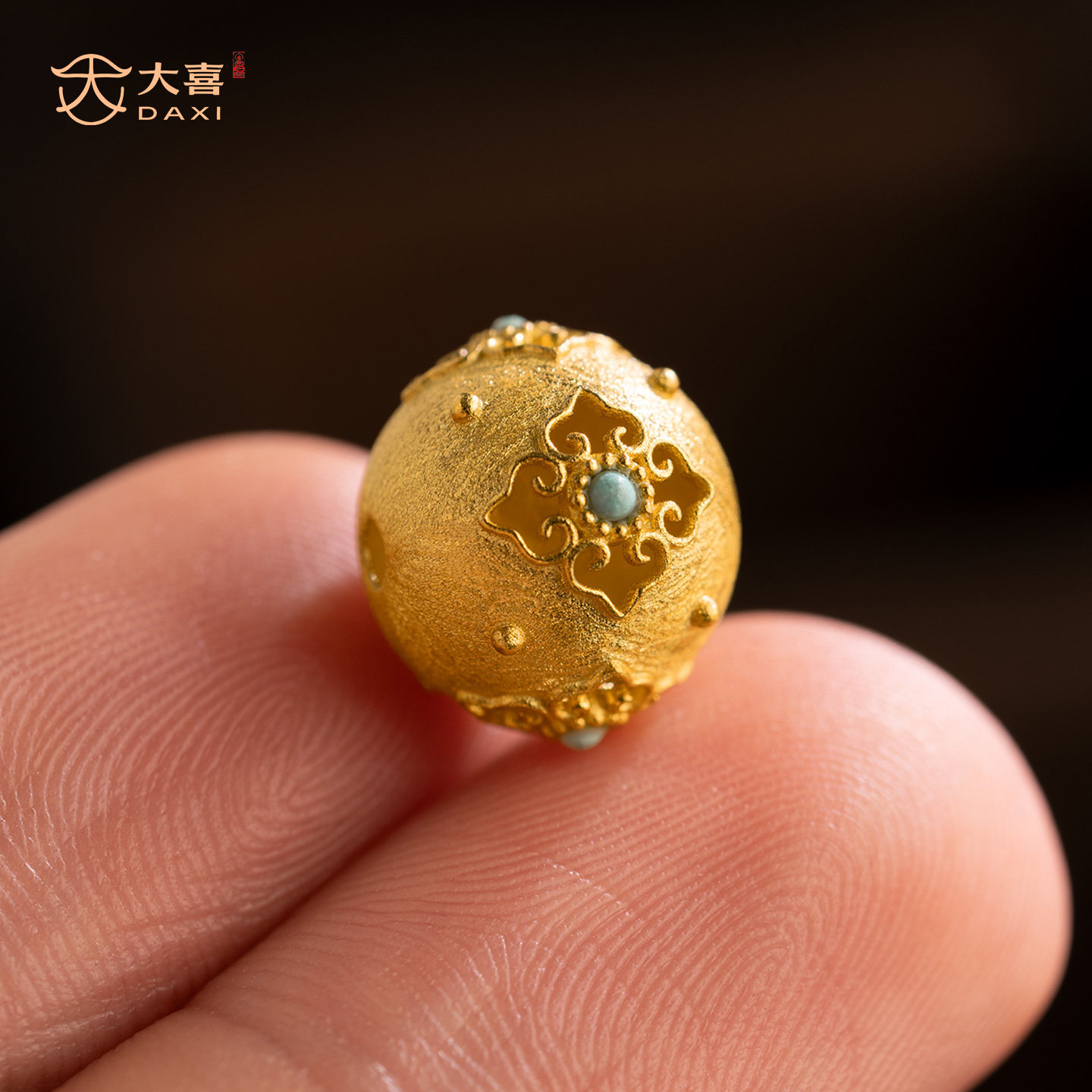 黄金色镂空花丝镶嵌花珠隔珠