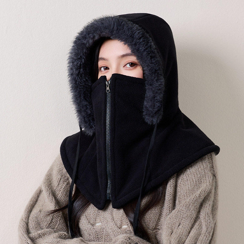雷锋帽女防风遮脸护脖颈连体帽
