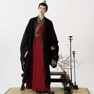 挽纱坊原创汉服 宋制阔袖长衫男女款-【靖川】