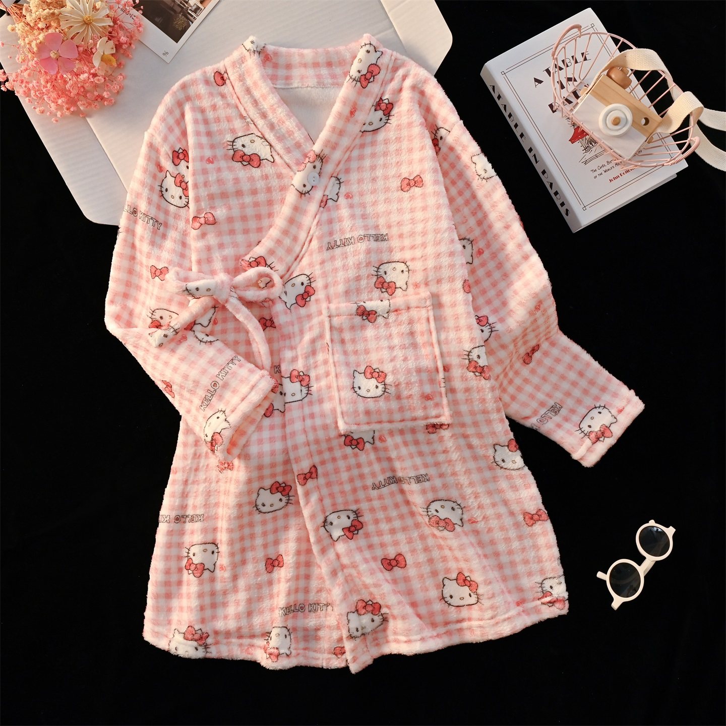 秋冬法兰绒睡袍女卡通可爱和服浴袍女童亲子装珊瑚绒厚家居服晨袍,女士内衣/男士内衣/家居服,睡袍/浴袍,淘宝优惠券,粉丝福利购,淘宝优惠卷