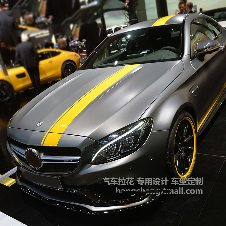 专用于奔驰新C级改装C63贴纸 A级A45 新E级 CLA级装饰侧裙拉花AMG