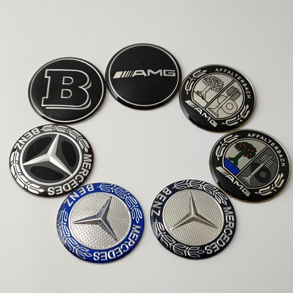 适用于方向盘车标贴改装C级E级S级苹果树标巴博斯B标AMG麦穗车贴