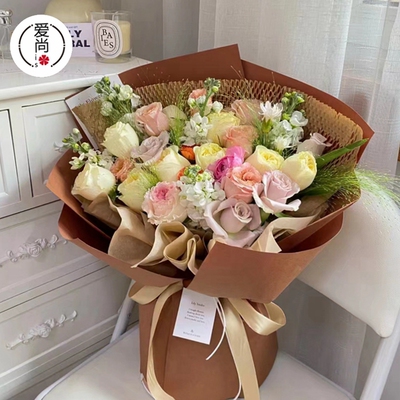 纯色鲜花包装花束材料防水牛皮纸