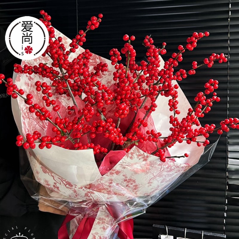 新年花束包花纸年宵花银柳冬青花束红色喜庆鲜花包装纸花艺牛皮纸,鲜花速递/花卉仿真/绿植园艺,花艺包装纸,淘宝优惠券,粉丝福利购,淘宝优惠卷