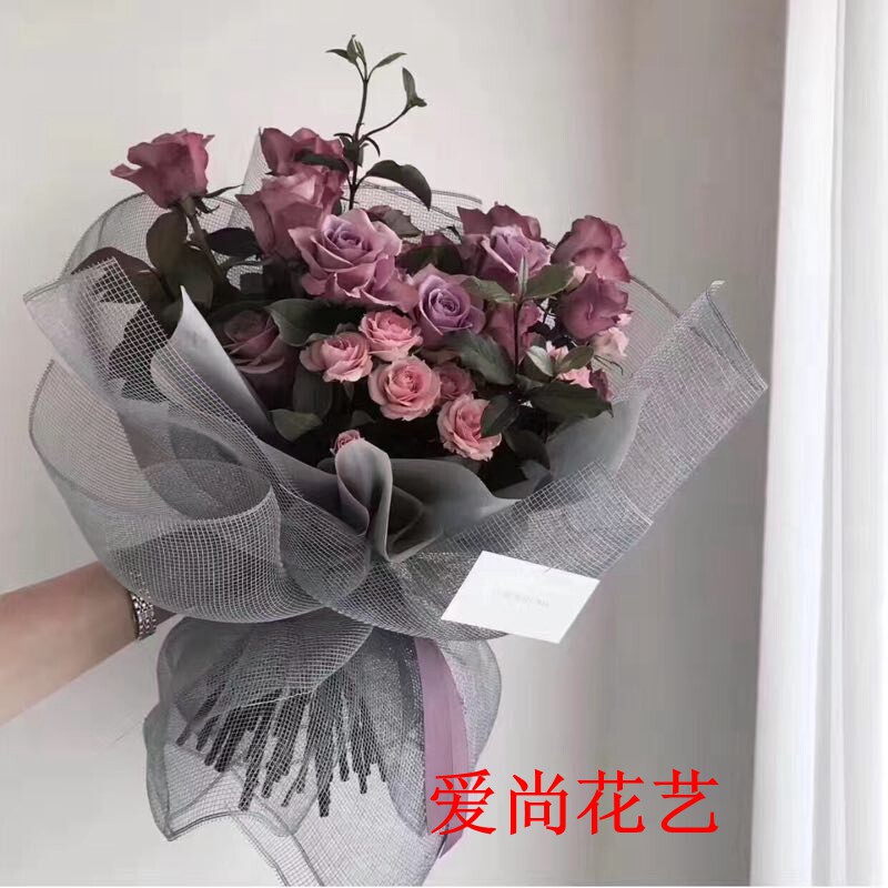 新品韩国鲜花花束包装纸网纱粗格纱网硬纱花艺包装材料鲜花包花网