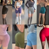 女运动四分裤 蜜桃臀健身短裤 夏 高弹训练提臀紧身短裤 欧美瑜伽短裤