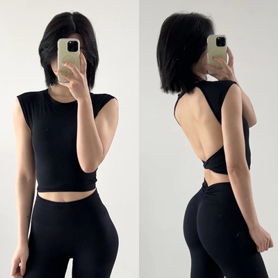 【练背专用】镂空美背健身运动上衣带胸垫固定杯显瘦健身背心女