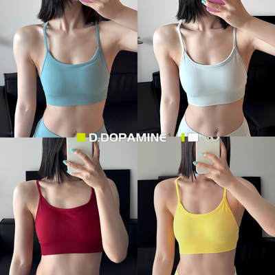 糖果色交叉美背无缝瑜伽背心露背运动内衣健身背心女带胸垫
