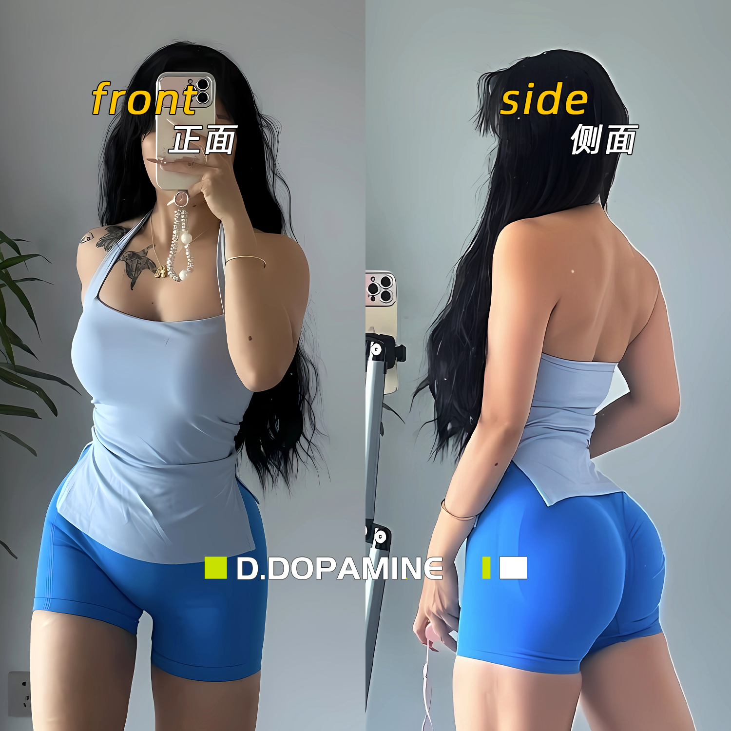 糖果色收腰显臀侧开叉高强度运动内衣瑜伽背心健身挂脖带胸垫