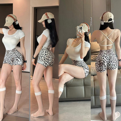 civil新款限定性感豹纹运动短裤