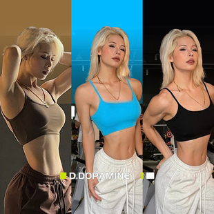 夏季新品独特美背设计细带运动内衣瑜伽上衣健身背心女带胸垫