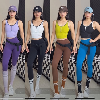 气质条纹撞色背心修身透气固定胸垫防震瑜伽背心女健身上衣