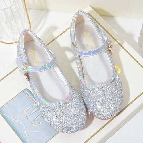 女童水晶鞋表演出皮鞋软底公主鞋