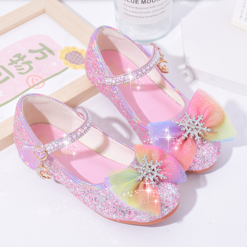 女童单鞋春秋季皮鞋小女孩水晶鞋