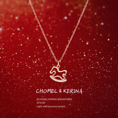 设计师旋转木马纯银项链女