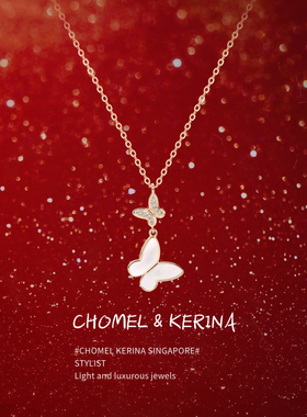 法式高级设计感贝母蝴蝶锁骨项链女款纯银轻奢小众送闺蜜生日礼物