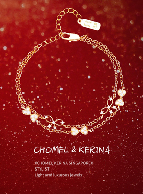 原创设计纯银高级感蝴蝶结双层手饰链女款轻奢小众精致送闺蜜生日