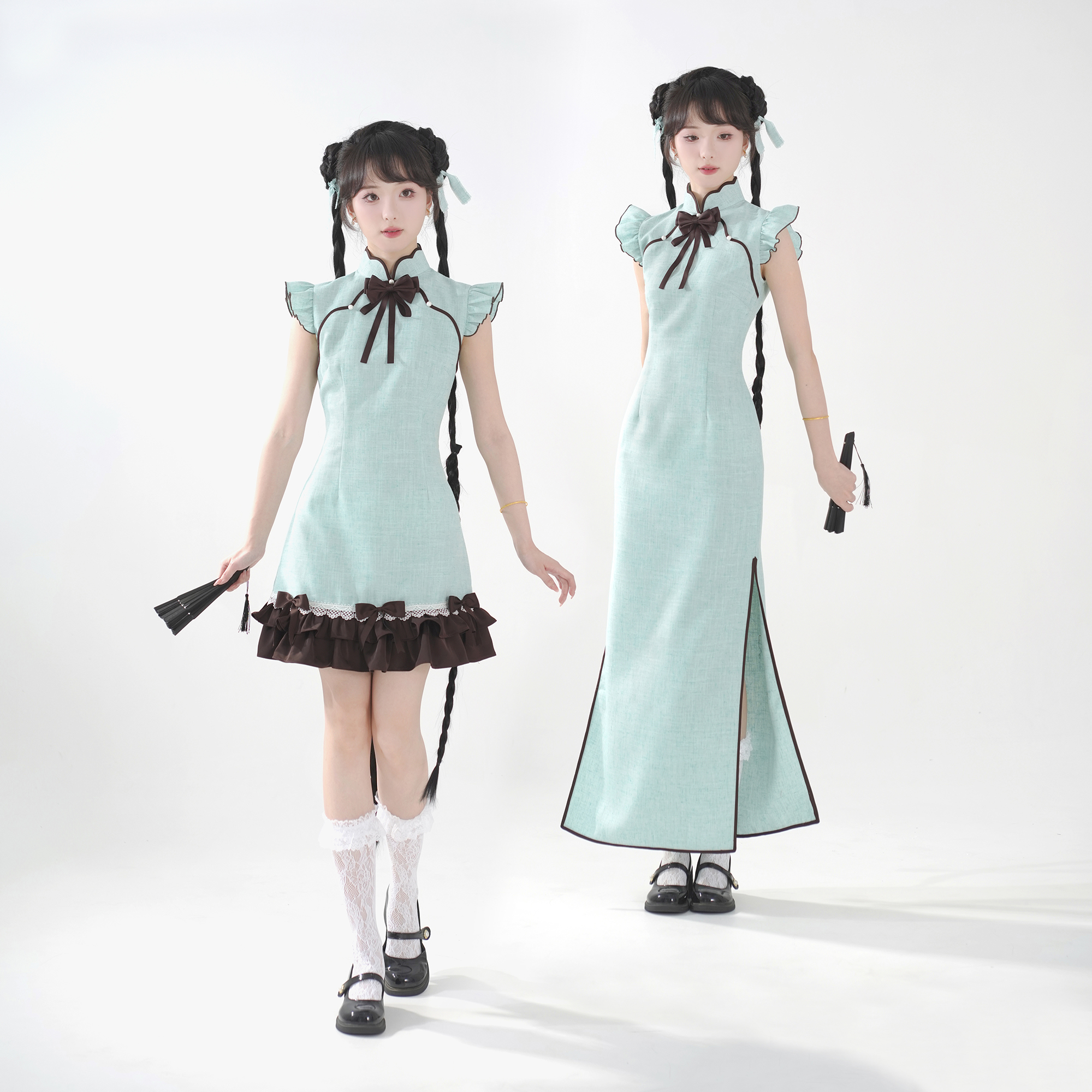 衍笙改良新中式小飛袖長短款旗袍