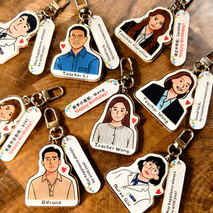 手绘钥匙扣照片定制公司送员工同事生日礼物团建年会礼品diy挂件