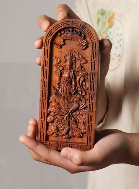 令牌天然枣木双面玄女浮雕雷击枣木令牌号令法器九天大号五雷摆件