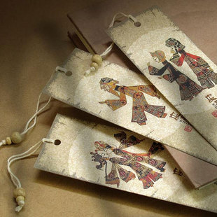 西安旅游纪念品中国民俗皮影艺术书签中国风纸质印刷10张/套