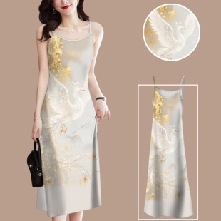 宽松显瘦洋气外穿内搭女装 国风吊带连衣裙时尚 吊带裙 夏季 2025新款