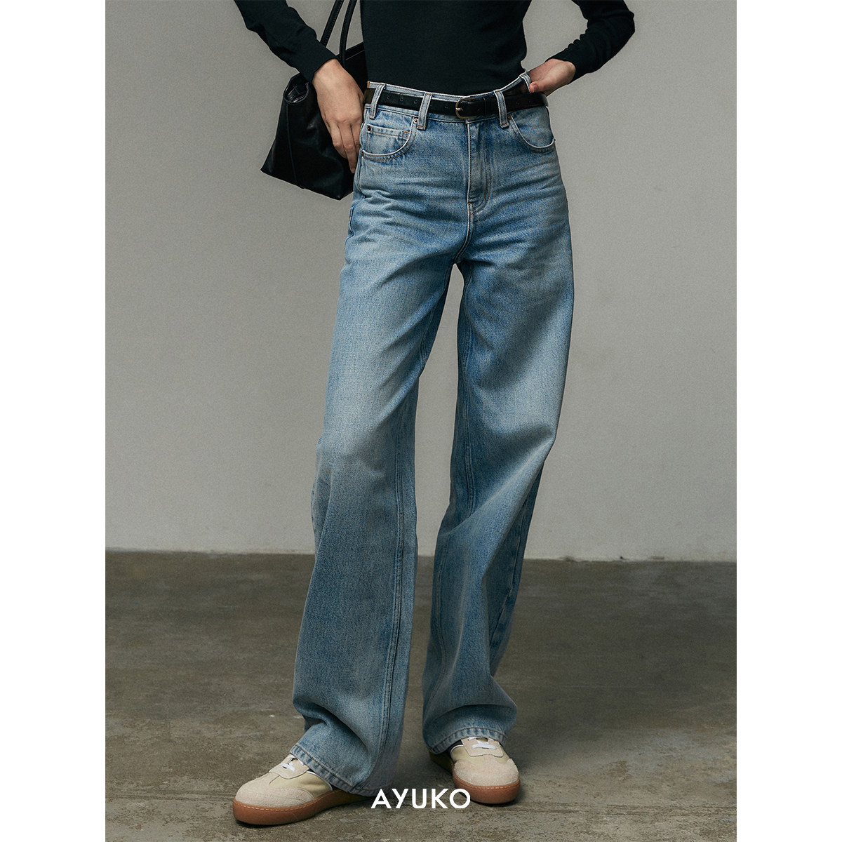 Ayuko｜丹宁兰复合色高端牛仔｜CE风摩登通勤显瘦直筒牛仔裤