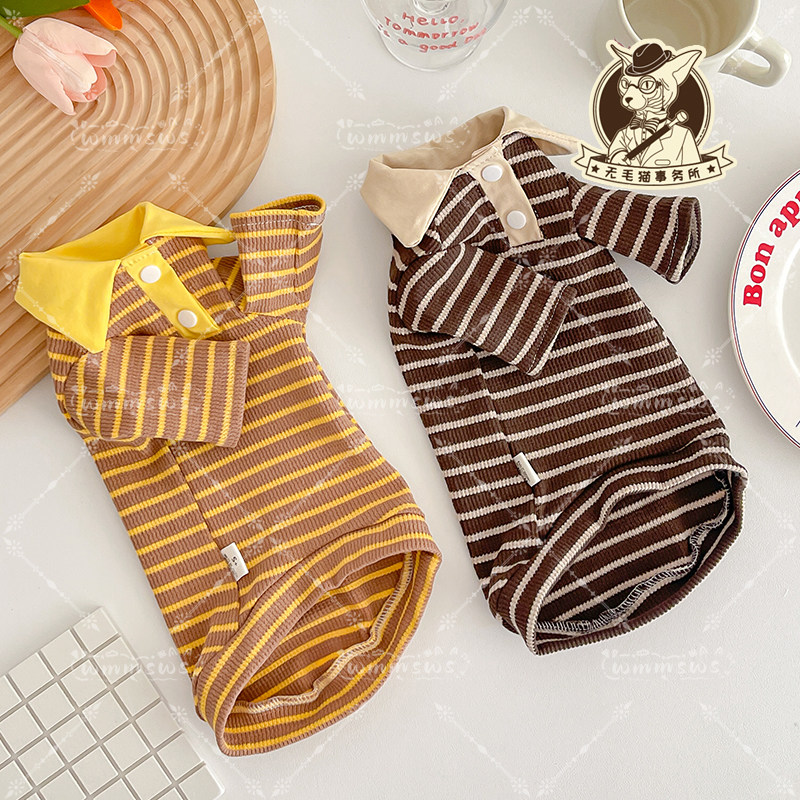 25年夏季无毛猫斯芬克斯德文宠物小猫咪休闲条纹POLO衫英伦风长袖,宠物/宠物食品及用品,猫宠物服装/雨衣（新）,淘宝优惠券,粉丝福利购,淘宝优惠卷