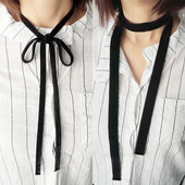 春冬长款 choker脖子饰品颈带脖链项圈毛衣链 双面丝绒蝴蝶结项链