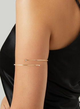 欧美跨境货源时尚简约宝石臂环开口可调节单层上臂手镯小众女饰品