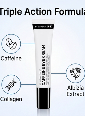 跨境咖啡因紧致眼霜EYE CREAM补水淡纹减淡黑眼圈消浮肿紧致眼周
