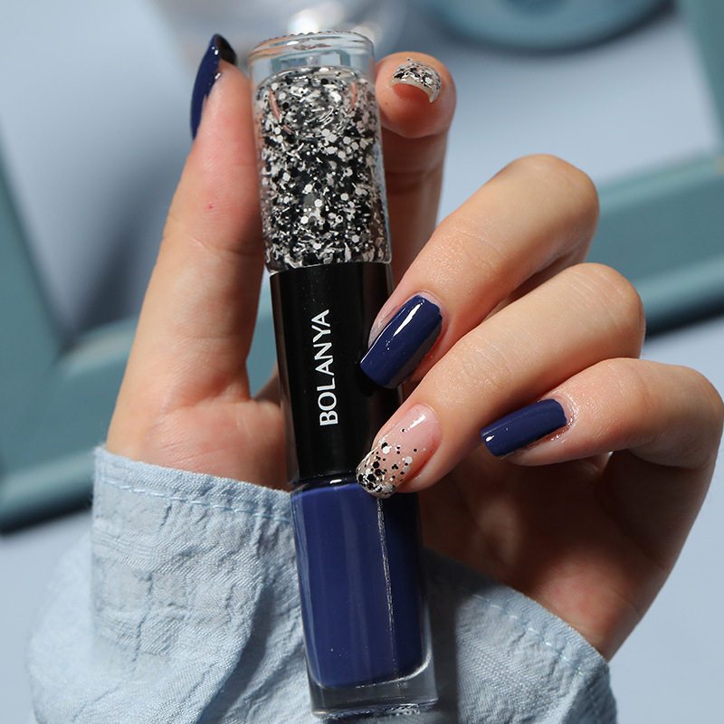 跨境提供油性双色指甲油免烤速干持久不可剥不易掉显白套装护甲