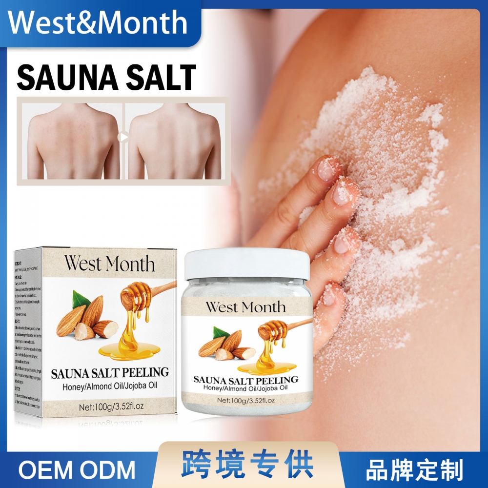 West，Month 蜂蜜杏仁身体沐浴盐 磨砂清洁角质鸡皮肤滋润皮肤嫩