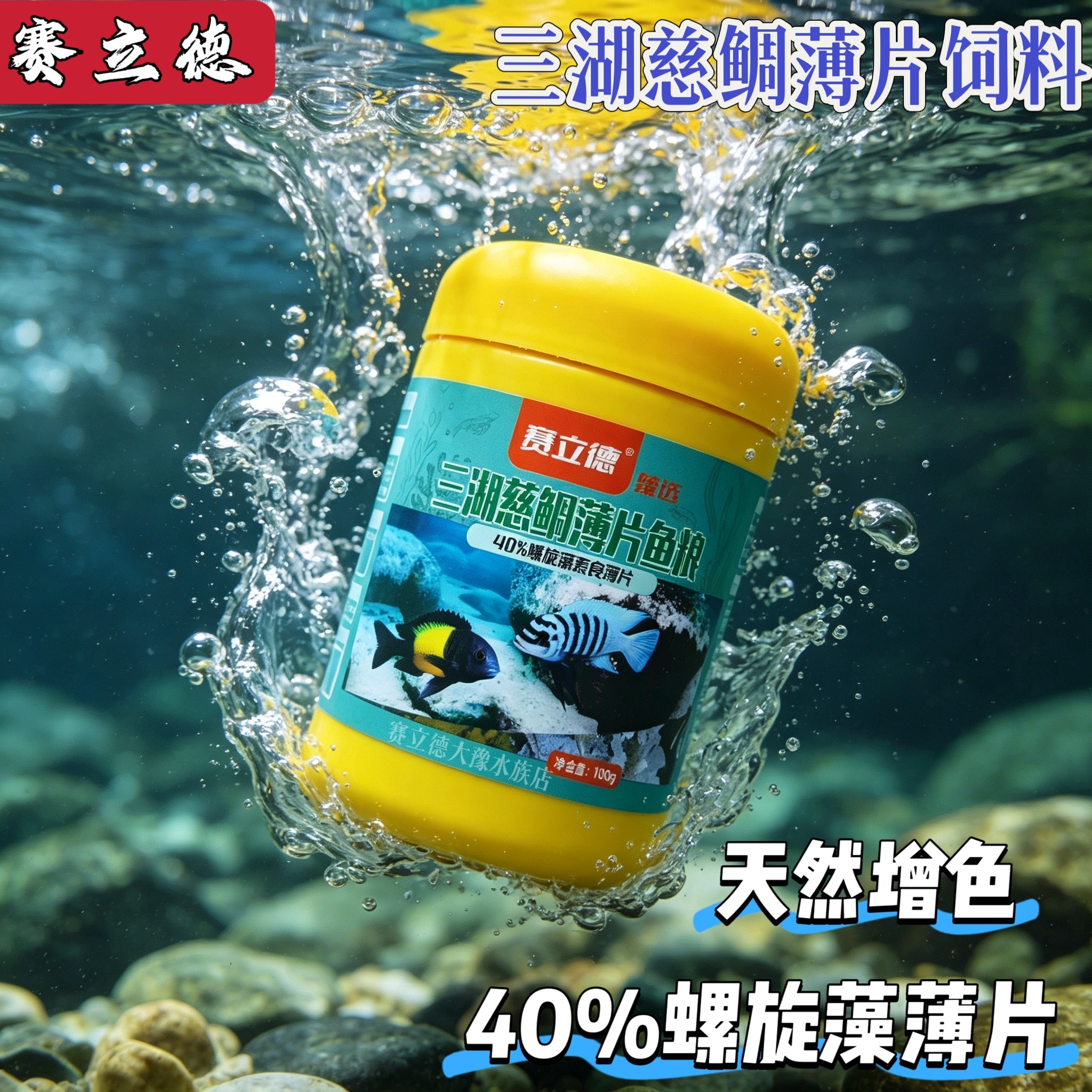 赛立德螺旋藻素食薄片三湖慈鲷饲料蝴蝶龙王专用天然增色鱼食鱼粮