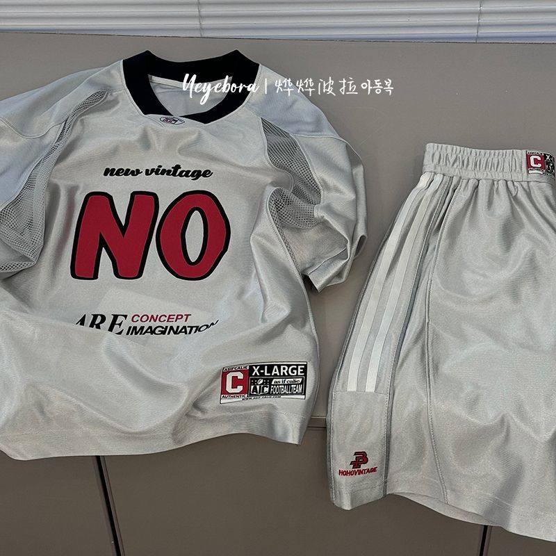 男童运动服夏季套装2026儿童球衣休闲短袖短裤篮球服中大童两件套