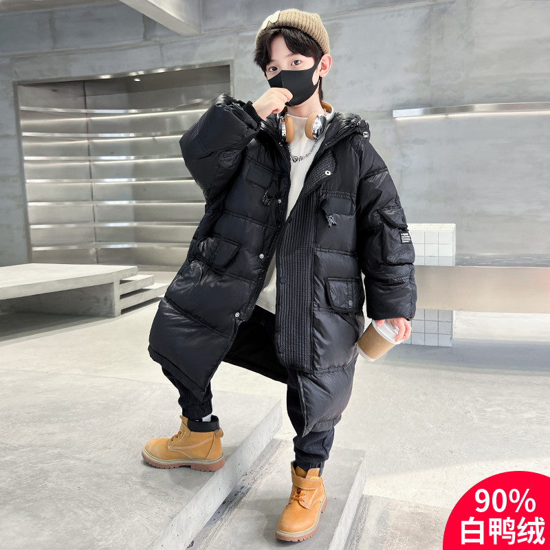 男童长款羽绒服2025新款冬装加厚中大儿童洋气男孩冬季棉服外套潮