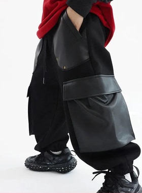 男童裤子2025新款秋冬款儿童一体绒加厚卫裤中大童束脚工装裤