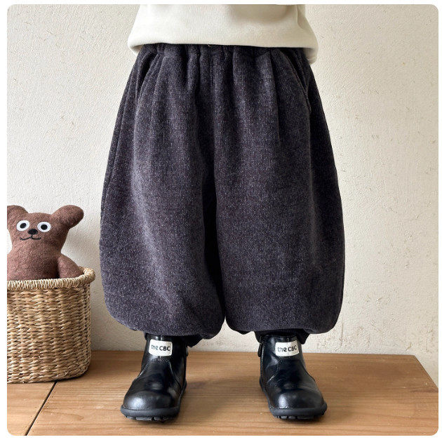 男童加绒裤子宝宝灯笼裤2026秋冬季新款儿童哈伦裤韩版宽松童装潮