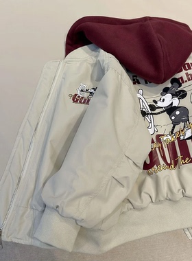 男童韩版夹棉卡通时髦外套冬季帅气新款儿童女孩连帽棒球服棉衣潮