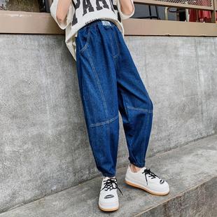 夏季 子13夏装 薄款 12岁女孩裤 炸街 中大童束脚萝卜老爹裤 女童牛仔裤