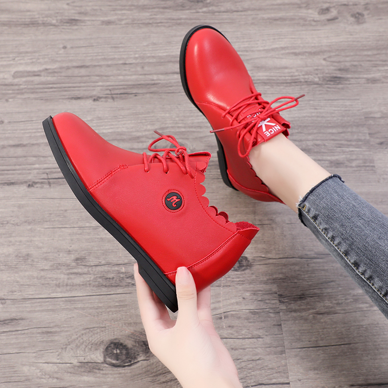 英伦系带圆头内增高防滑职业鞋子