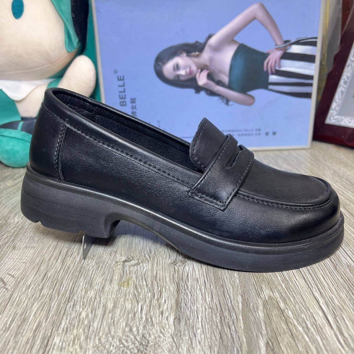 真皮厚底一脚蹬乐福鞋女通勤