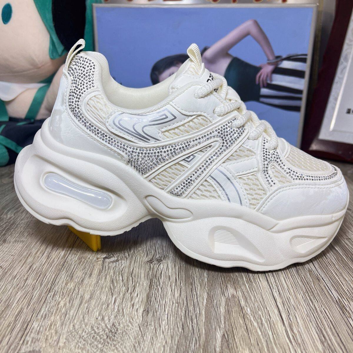 真皮厚底松糕增高透气老爹鞋女