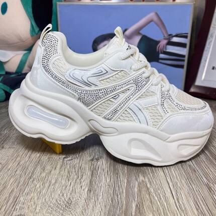 真皮爆款运动女鞋小个子厚底松糕透气老爹鞋春秋新款百搭潮流女鞋